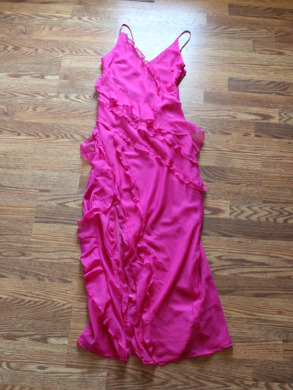 Abercrombie Hot Pink Ruffle Maxi Dress